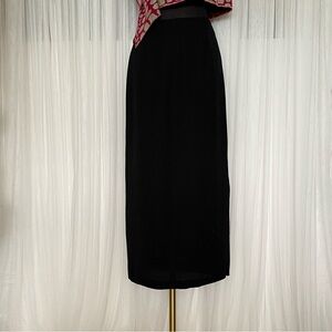Vintage 90’s Dizaro Crêpe Elegant Black Maxi Pencil Skirt Side Slit Size Small